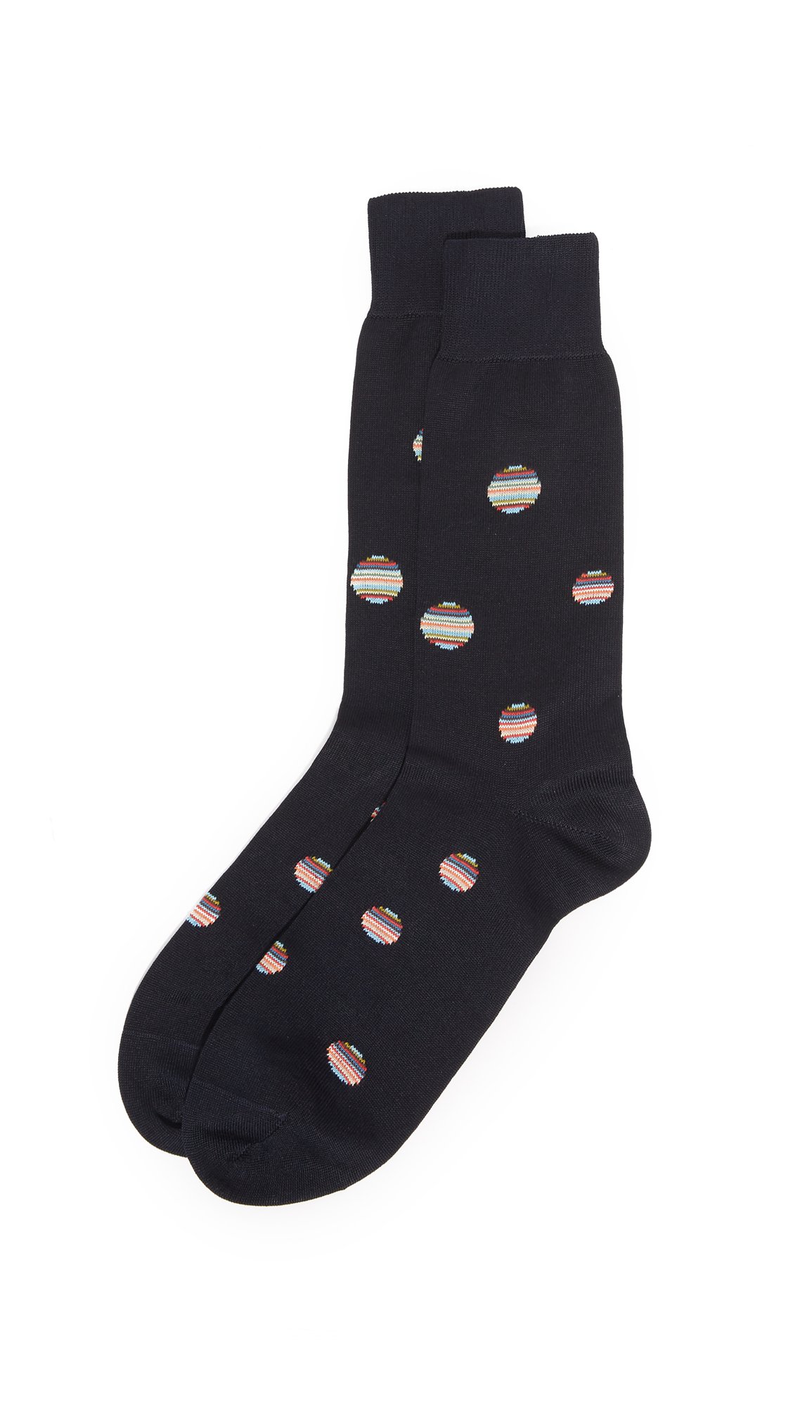 PAUL SMITH Mens Cotton Socks Black & Multicoloured Polka Dots One Size