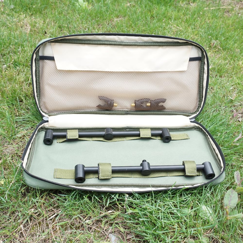 Hirisi Tackle Set di supporto per canne da pesca in alluminio per 3 canne con borsa per il trasporto e teste di supporto per canna (FBA-KT-1670)