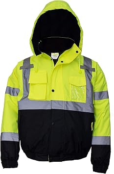 Set of 2 Troy Safety Workwear WJ9012 Mens ANSI Class 3 High Visibility Bomber Safety Jacket, Waterproof Small, Lime
