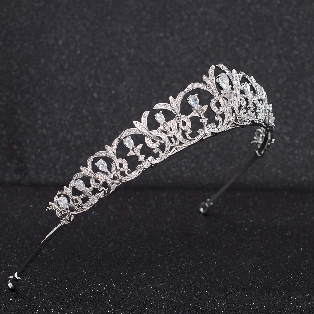 Zirkonia CZ Hochzeit Brautschmuck Tiara Krone Diadem Frauen Haar-Accessoires Schmuck