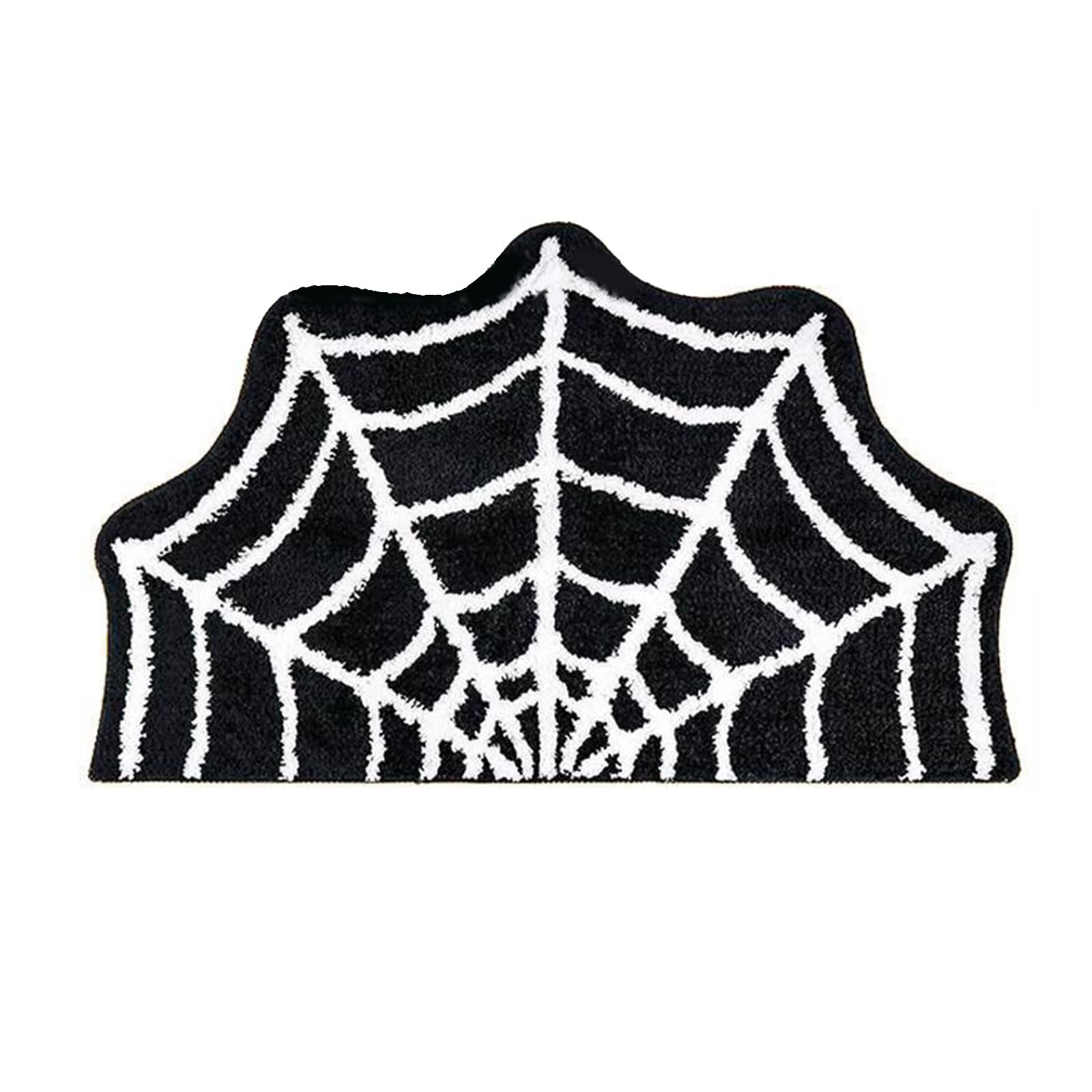 Yhplxyuus Halloween Decors Spiders Web Bath Mats Premium Faux Wool Materials Absorbent Floor Rug Nonslip Base Washable Halloween Floor Mats