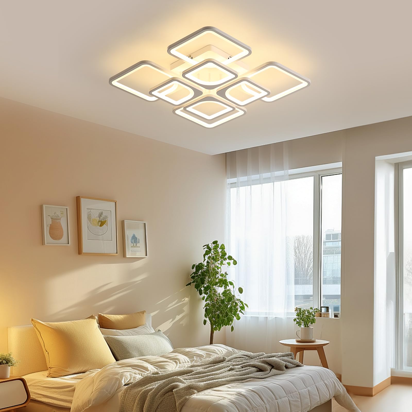 Comely Plafoniera LED Moderna, 80W Lampada da Soffitto, Lampadario LED Soffitto Dimmerabile con Telecomando e Controllo APP 8000LM 3500K - 6500K per Soggiorno, Camera da Letto, Sala da Pranzo