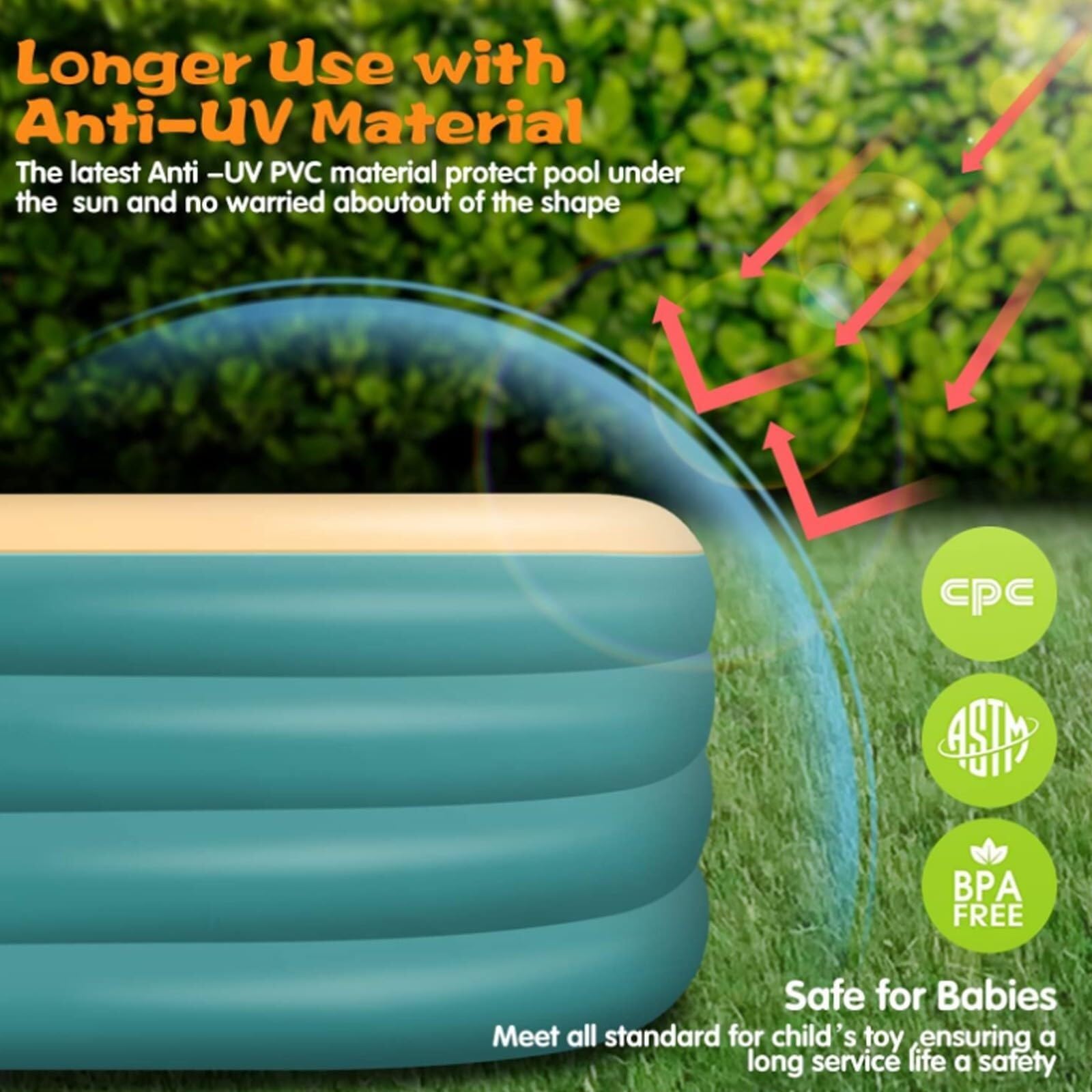 Nadmuchiwany basen dla dzieci Super duży dorosły Outdoor Zagęszczone rodzinne wiosłowanie pływackie Graj Baby Garden Backyard Przenośne przechowywanie Szybkie drenażowe pudełko z zabawkami z piasku Wi
