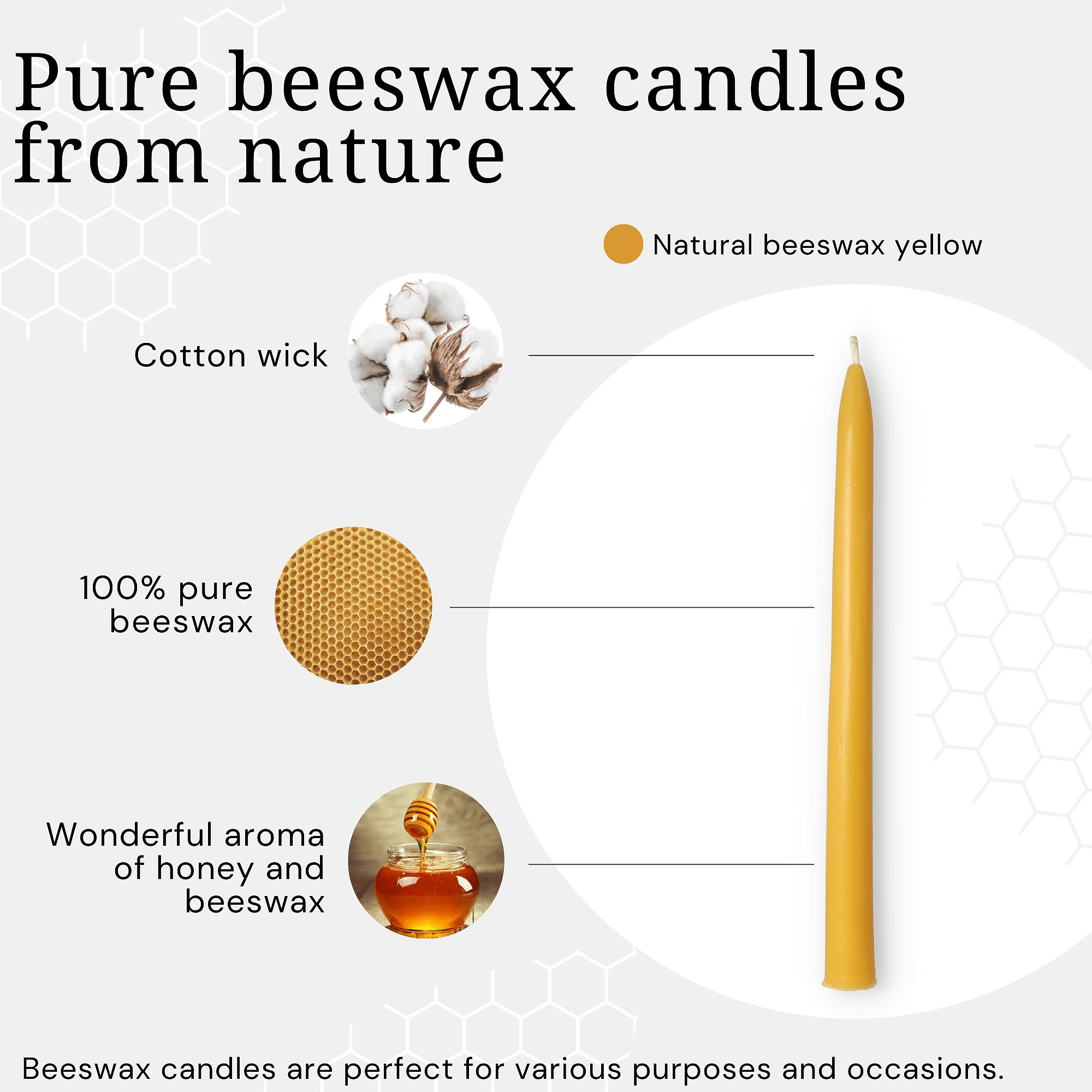 5 Candele Lunghe in Cera d'Api - Candele Profumate al Miele per una Casa Accogliente