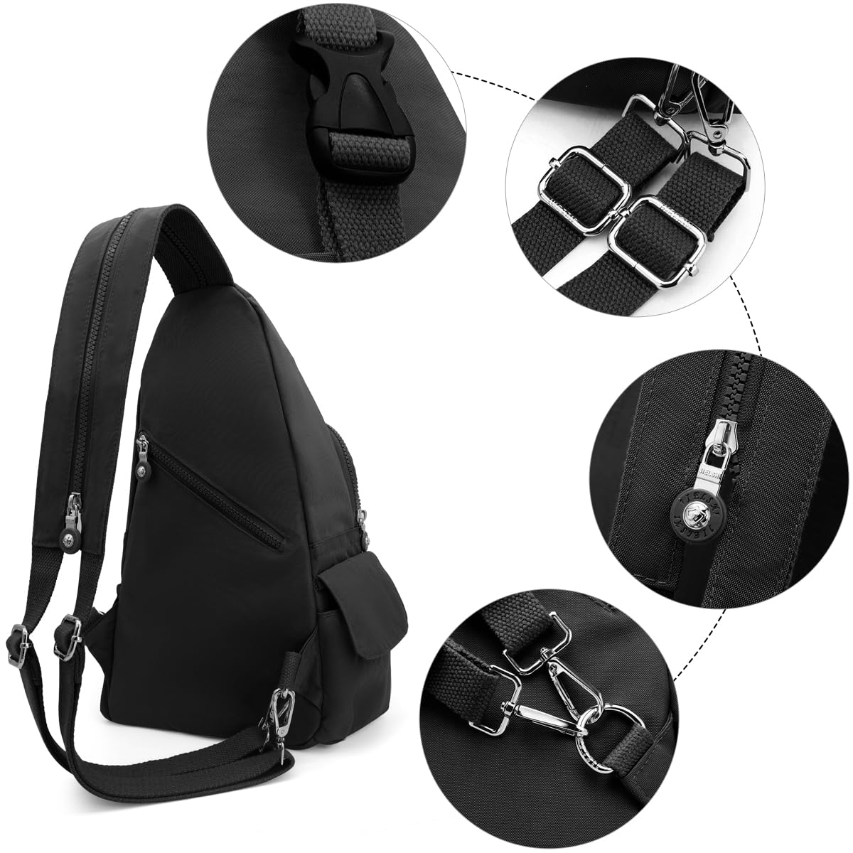 REETEE Leichter Brusttasche für Damen und Herren Klein Sling Bag Nylon Backpack Schulterrucksack, Crossbody Schultertasche für Outdoorsport, Wandern, Radfahren, Reisen