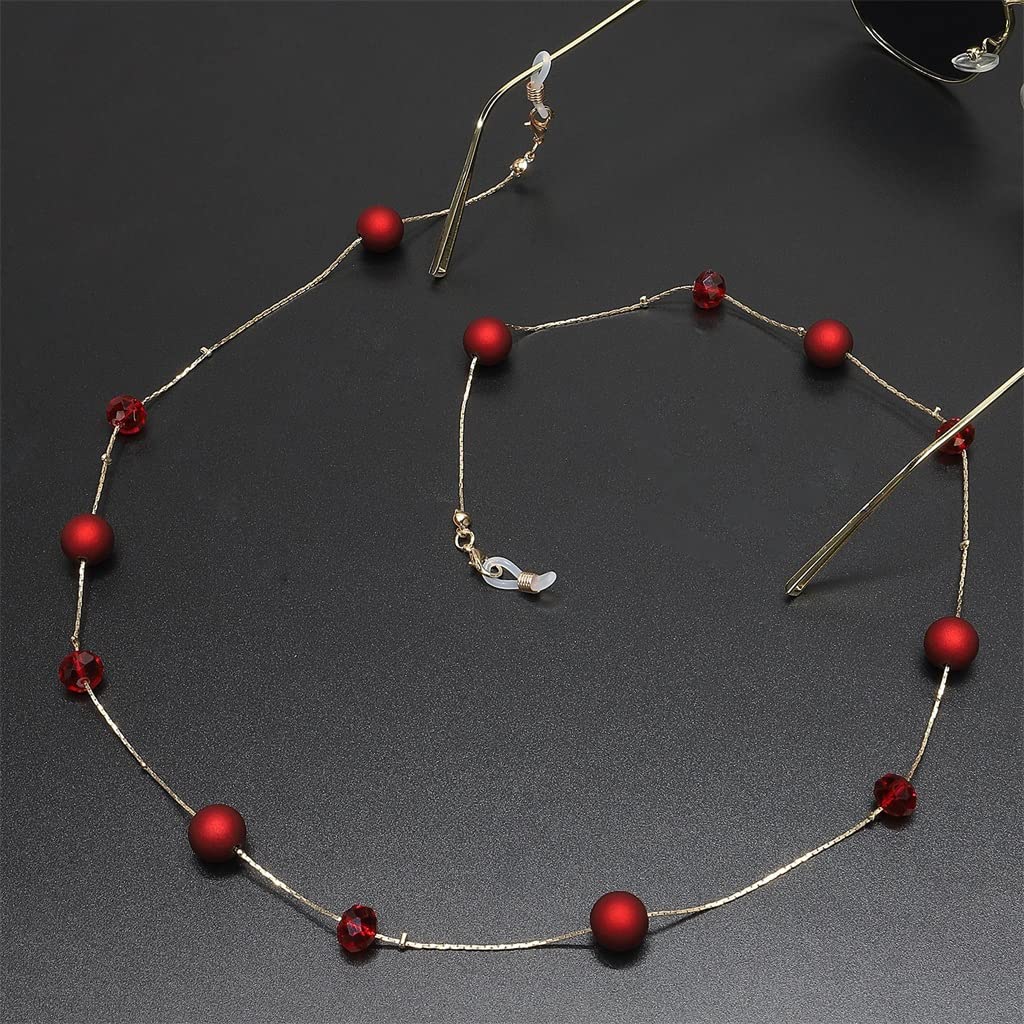 Pulloverkette Brillenkette Mehrzweck Gold Rot Kristall Mattperlen Brillenkette (D Talla ?nica)