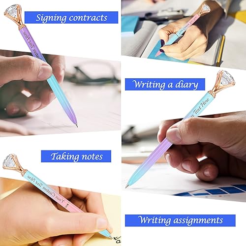 Miniatura 6 de Qingxily Hasta 300 bolígrafos de diamante, bolígrafos personalizados con nombre y texto grabado, bolígrafo de metal de cristal personalizado a