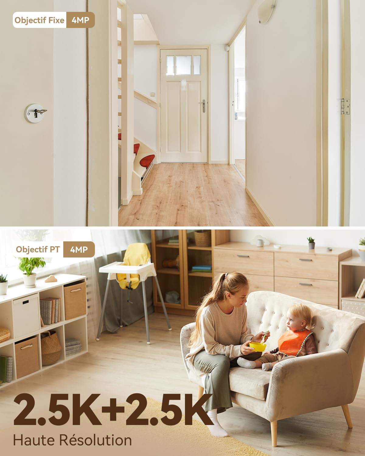Imou 4K(4MP+4MP) Caméra Surveillance WiFi Intérieur Double Objectif, WiFi 2,4G/5GHz, Vision Nocturne Couleur, Détection de Personnes/Animaux, Suivi Automatique, Compatible Alexa pour Bébé/Chien/Maison