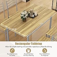 Vista 5 de Giantex Juego de mesa de comedor de 47 pulgadas para 4, mesa de cocina rectangular con 4 sillas de comedor, marco de metal, juego de comedor de 5