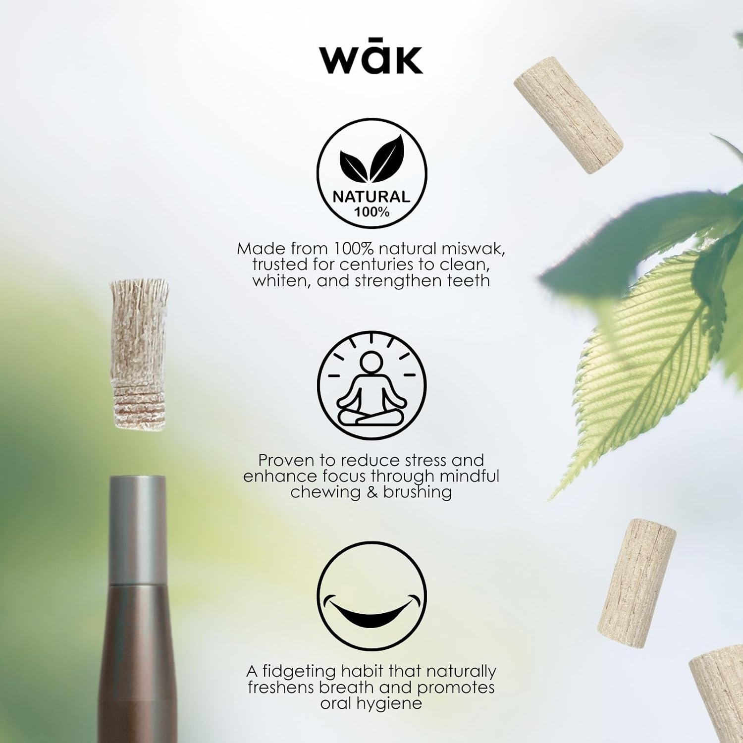 Stick, Natural Oral Wellness, Pure Miswak, Freshens Breath, Whitens Teeth, Enhances Focus, Promotes Good Habits, Brings Calm, Eco-Friendly, Stylish, Portable (Clay Brown, Regular)