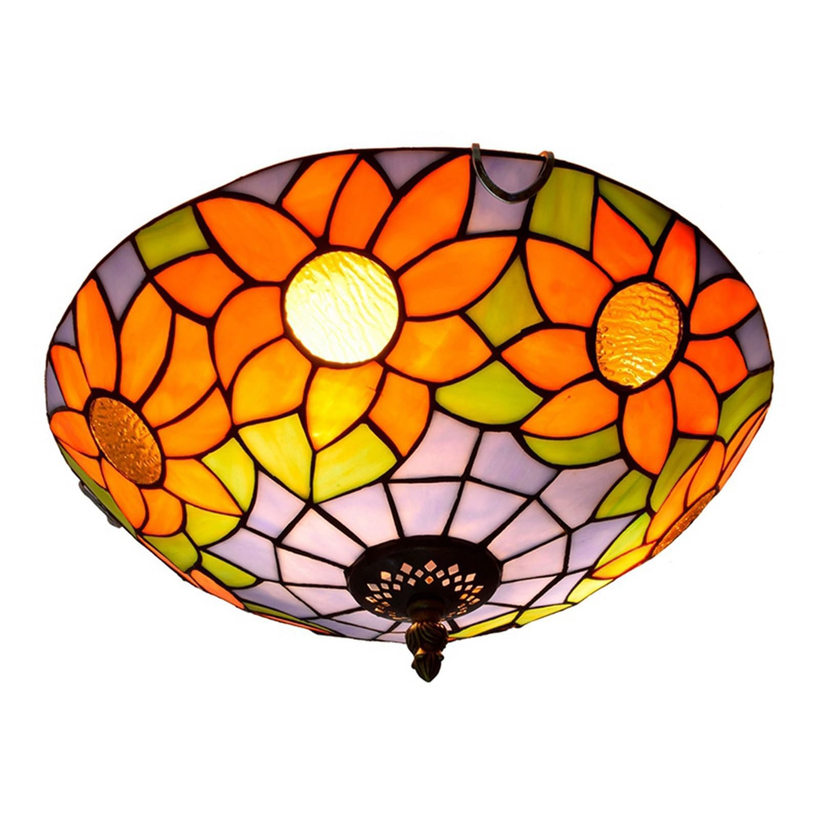 Lustre en vitrail de 30 cm style Tiffany pour éclairer un couloir sombre
