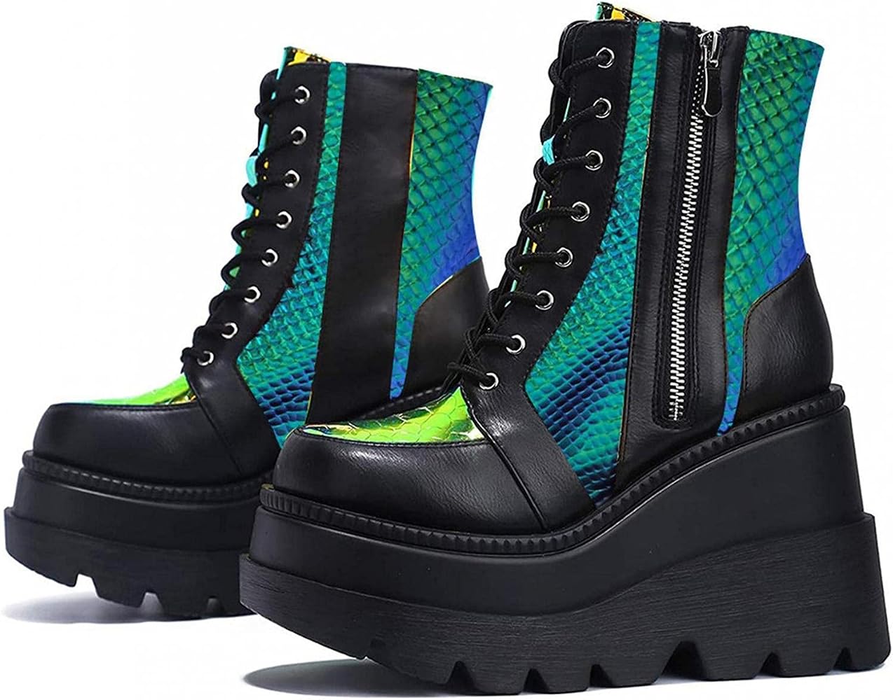 Amazon.com: Gibobby Botas de vaquero para mujer,Botas de plataforma para  mujer con punta redonda y tacón grueso con cordones laterales con  cremallera, Negro, 8 : Ropa, Zapatos y Joyería