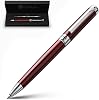 WANDERINGS Premium Ballpoint Pen with German Ink - Perfectly Balanced Executive Pen with Chrome Accents - Winefire Red - Includes Schmidt Refill in Gift Box Presentation Case