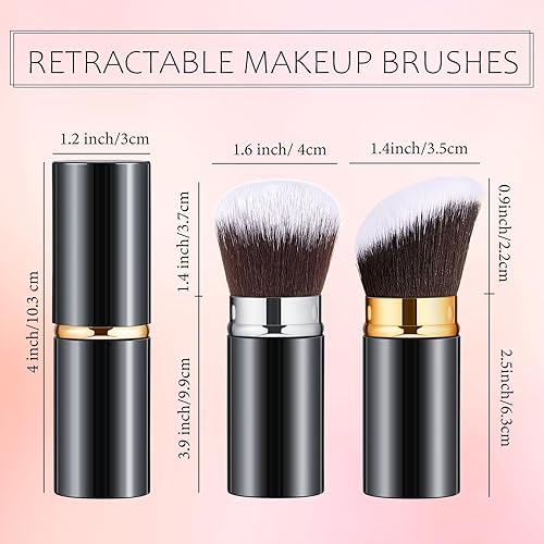 Miniatura 16 de Tessco for you 2 brochas de maquillaje retráctiles Kabuki, brochas de maquillaje en polvo, base, brochas de viaje portátiles para rubor