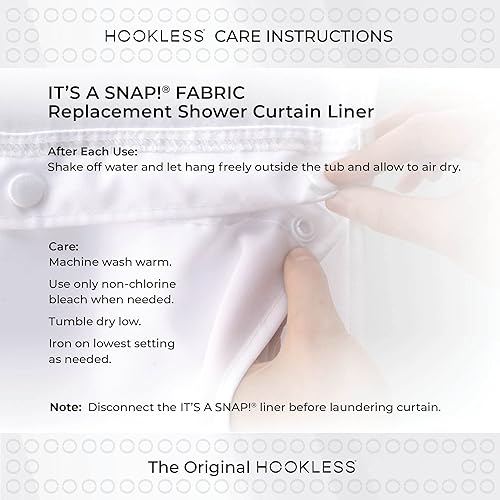Miniatura 6 de Hookless Juego de cortina de ducha de tela de gofre con forro de tela, no requiere ganchos, lavable a máquina, tamaño largo mide 72 x 86 pulgadas,