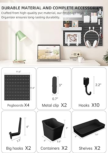 Miniatura 2 de Tablero organizador de pared, eleva y ordena tus juegos y oficina, crea un espacio perfectamente estructurado (negro)