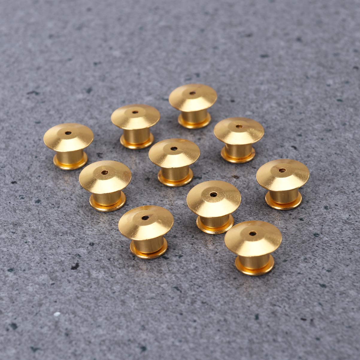 Homoyoyo 10Pcs Gold Metal Locking Pin Backs Durable Clasp Keepers for Displaying Badges Books Bags Hats and More Smooth Finish Easy to Use No Tools Required