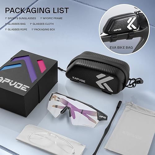 Miniatura 2 de KAPVOE Gafas de ciclismo fotocromáticas para hombres y mujeres, gafas de sol deportivas con protección UV, gafas de bicicleta de montaña, MTB para
