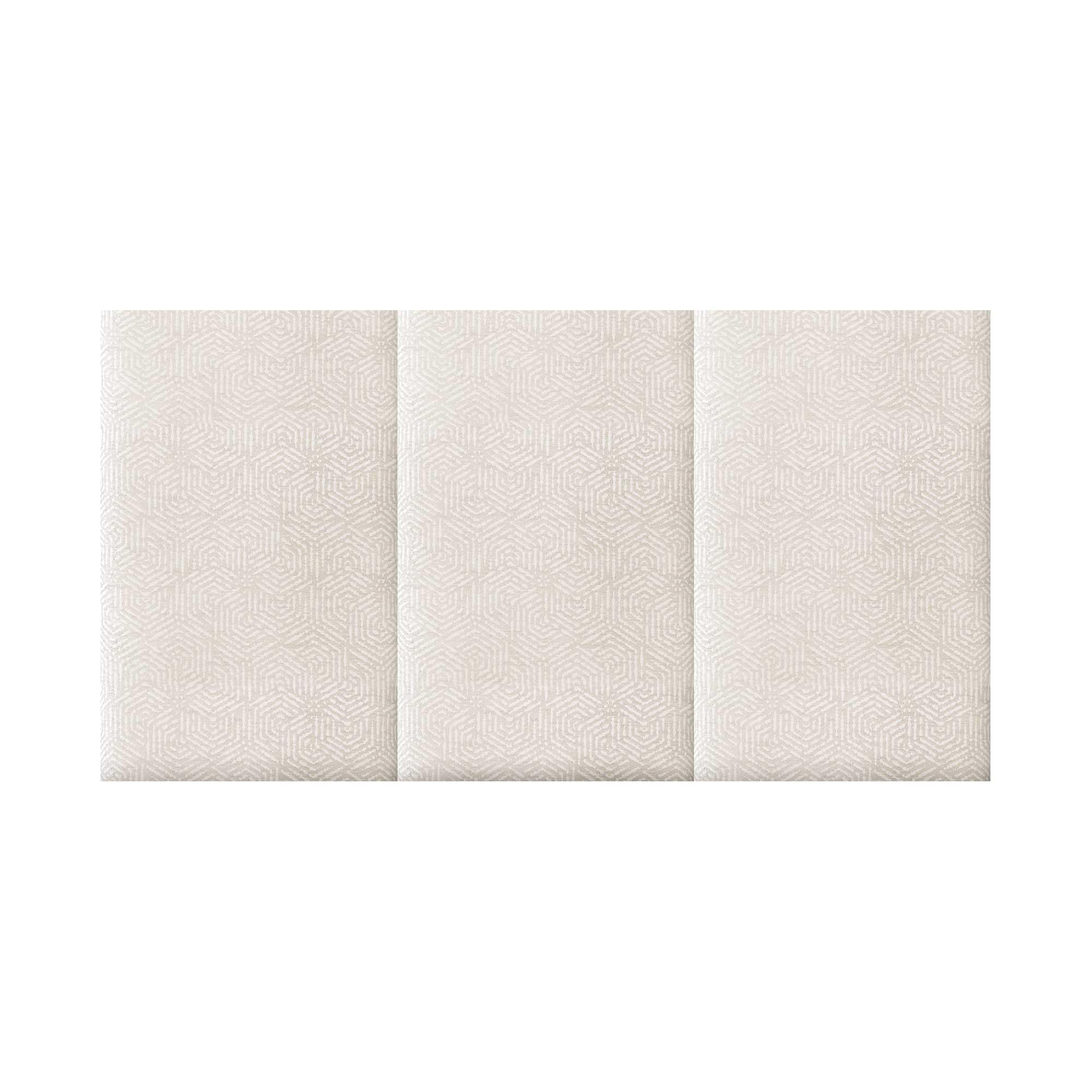 DHOME Cabecero Tapizado en Tejido Luxury Antimanchas Diseño Modular Vertical Autoadhesivo Cabezal Cama Dormitorio Acolchado (Ethnic White, 110cm, Altura 80cm, x3)