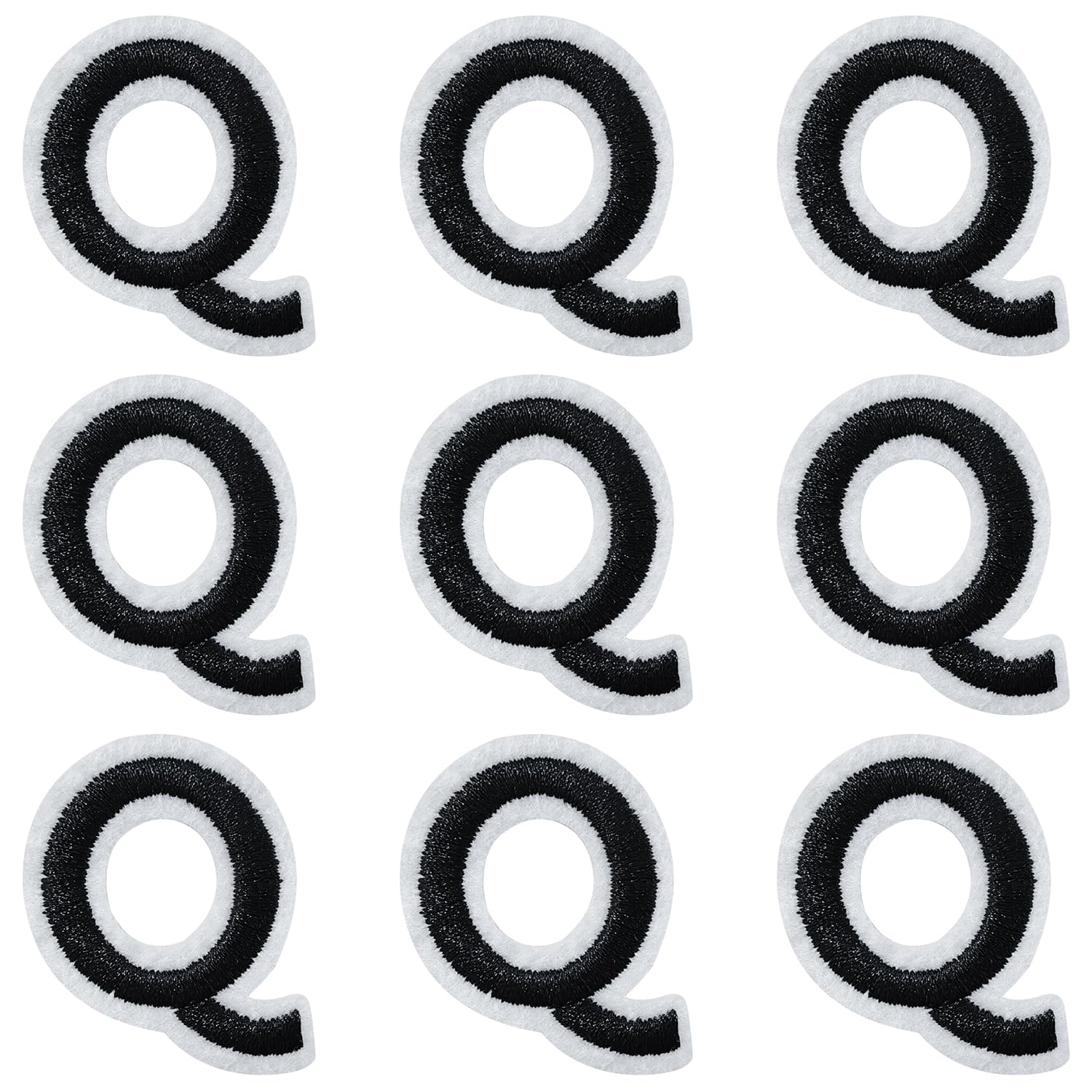 IANZE 9PCS Iron on Letter Patches, Black Letter Q Patches Embroidered Letter Patch for Clothing, Jeans, Hats, T-Shirts, Backpacks, Etc. (Black-Q)