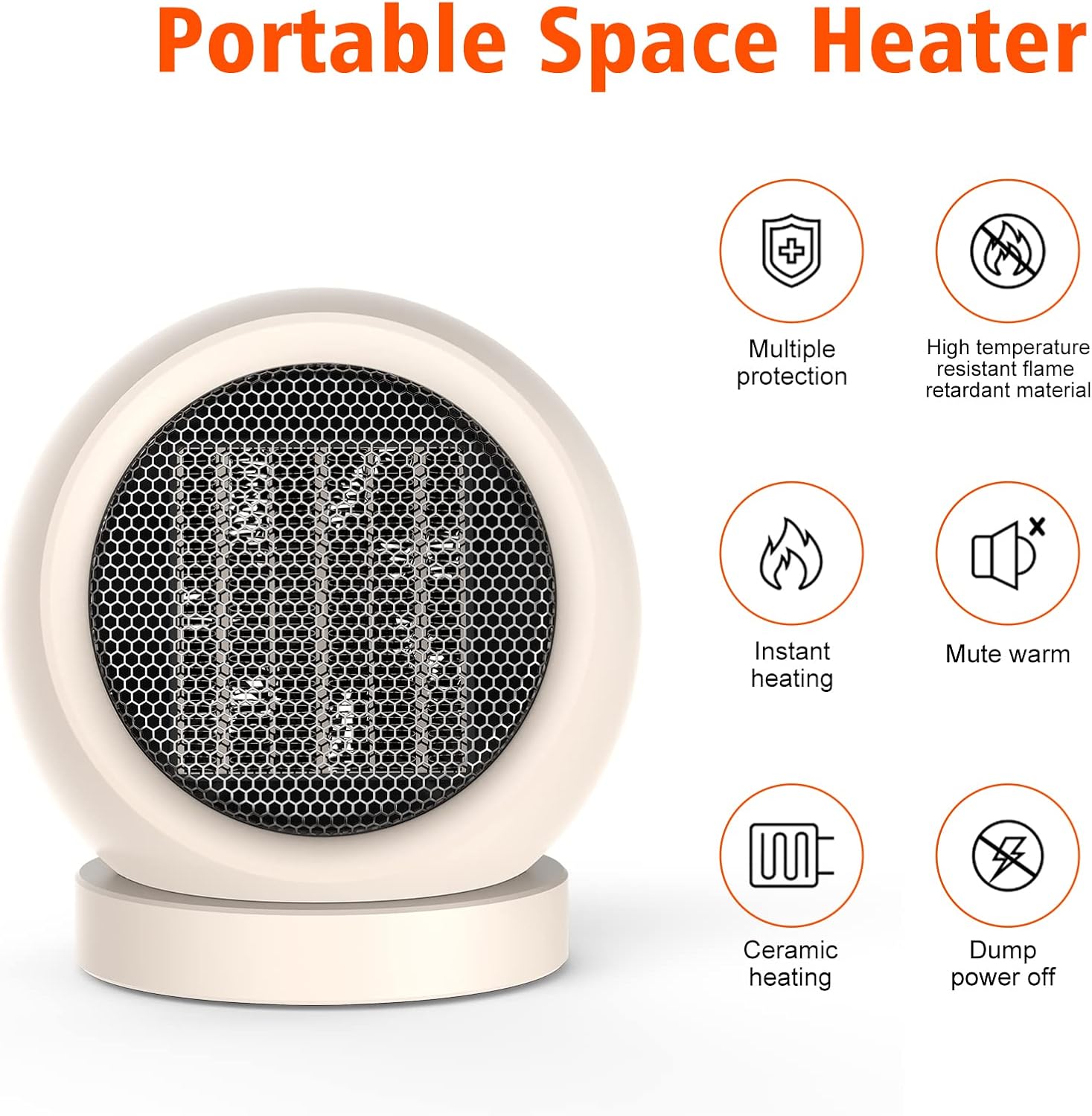 Portable Desk Heater,600W Energy Efficient Space Heater for Indoor Use,Safe and Quiet for Home and Office Use(Light Brown)