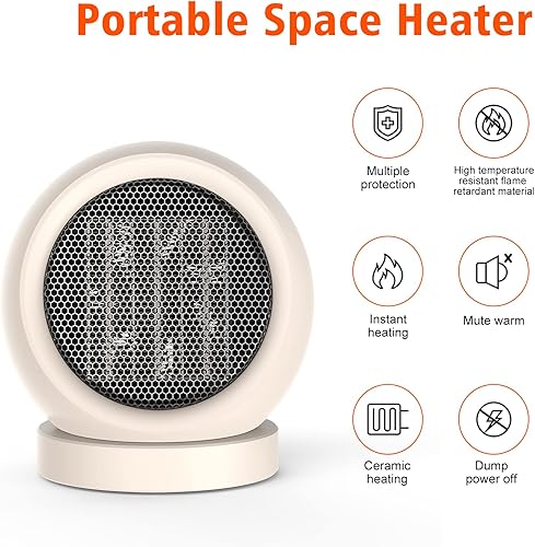 Miniatura 3 de Calentador de escritorio portátil, calentador de espacio de 600 W de eficiencia energética para uso en interiores, seguro y silencioso para uso