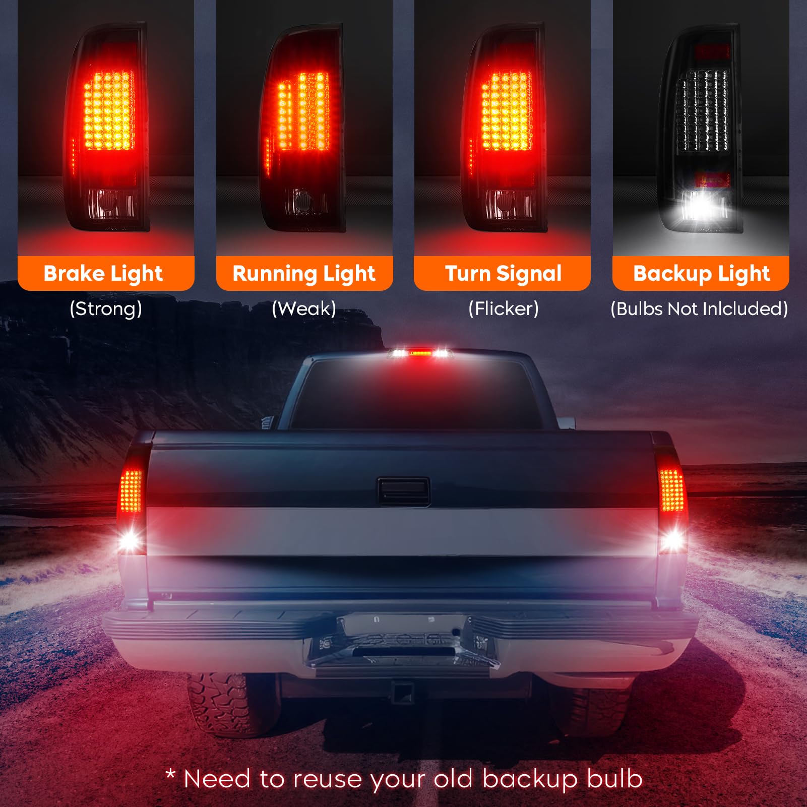 LED Tail Lights + 3rd Third Brake Cargo Lamp Fit For Ford F-250 F