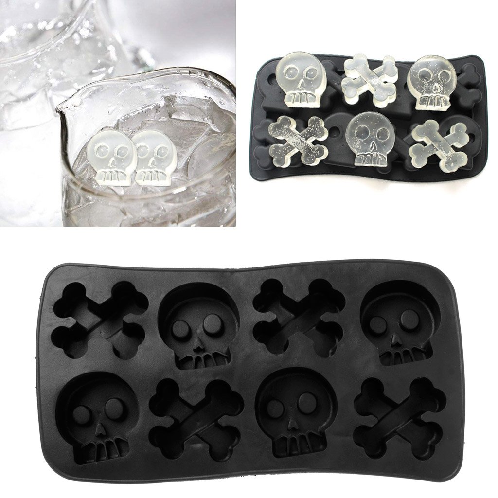 Guoyy Skull Bone Shape Silicone Chocolate Ice Cube Jelly Maker Cake Shape Shape Container
