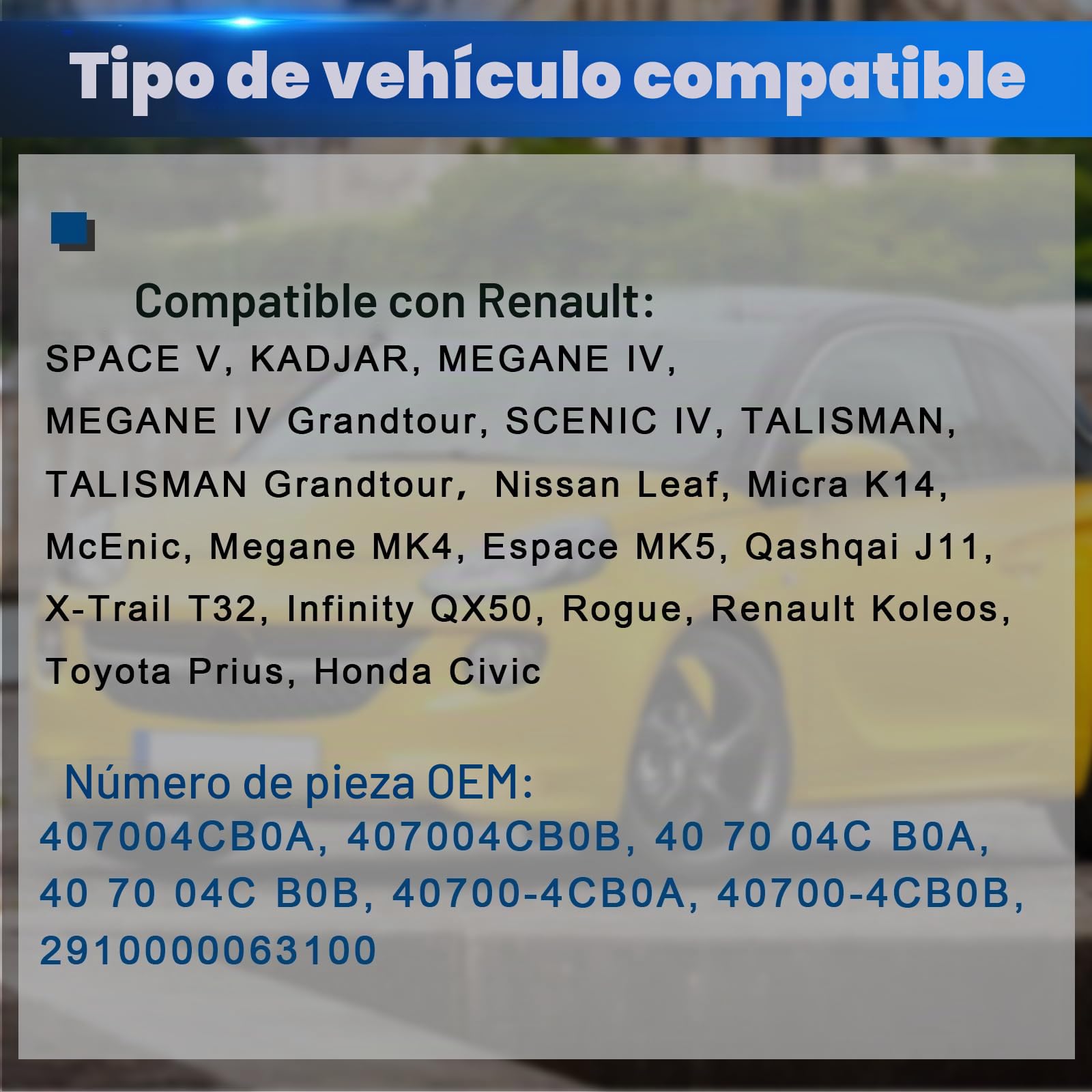 Sensor de Presión de Neumáticos Compatible con Renault Espace V, Kadjar, Megane IV/Grandtour, Scenic IV, Talisman/Grandtour RDKS TPMS Compatible con Micra V Qashqai II X-Trail 407004CB0A 407004CB0B