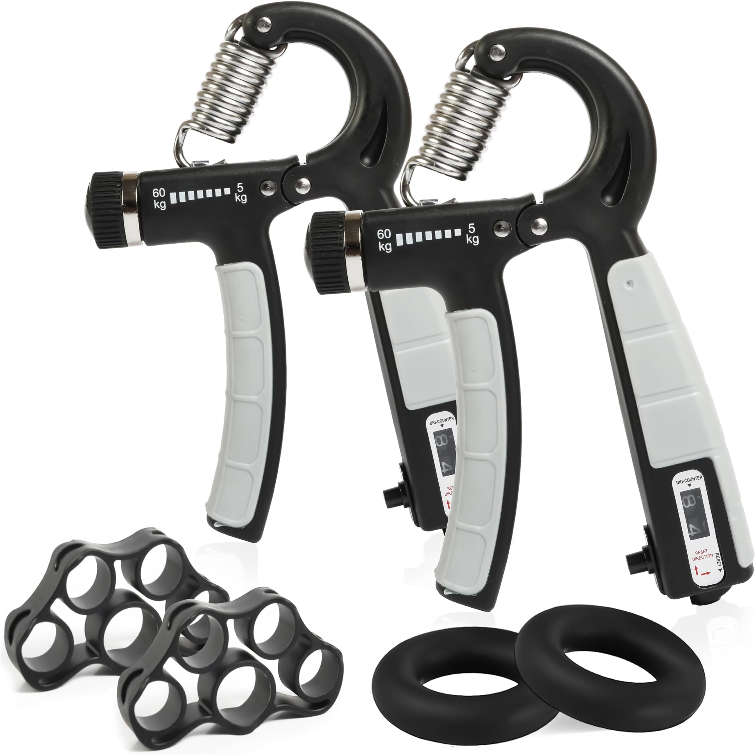 FITSOULS Hand Grips Strengthener with Finger Strengthener & Counting Function, Adjustable Hand Gripper (5-60 KG) Forearm & Hand Strengthener for Strong Wrists, Fingers, Forearm, Hands