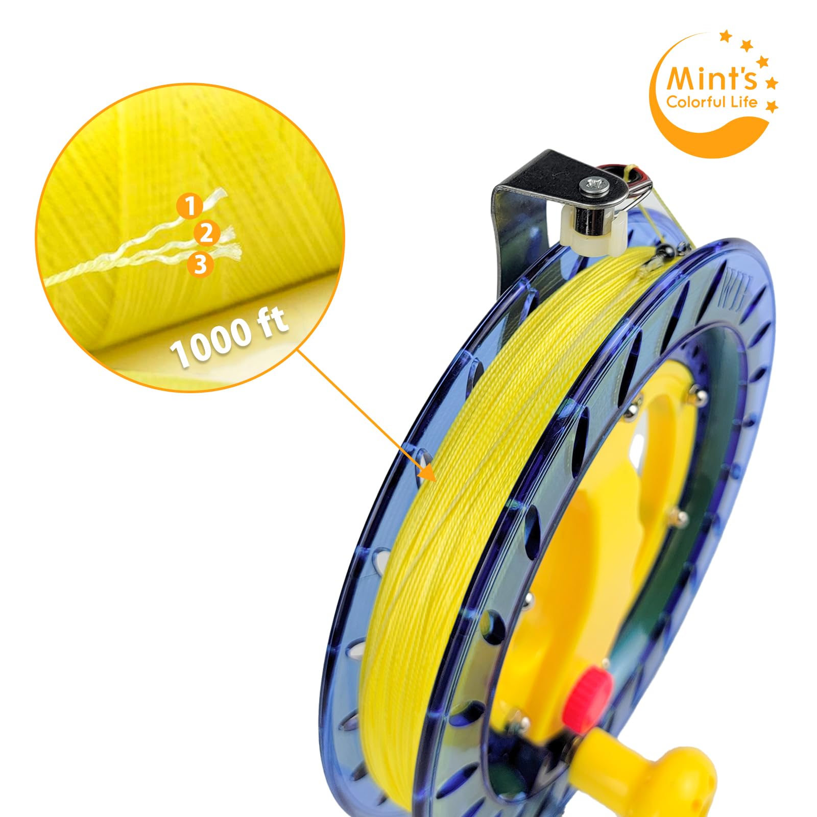 Mint's Colorful Life 8in Kite Reel Winder, Kite Line with Reel, Comes with 1000ft String (Blue, 8 Inch) - Image 5