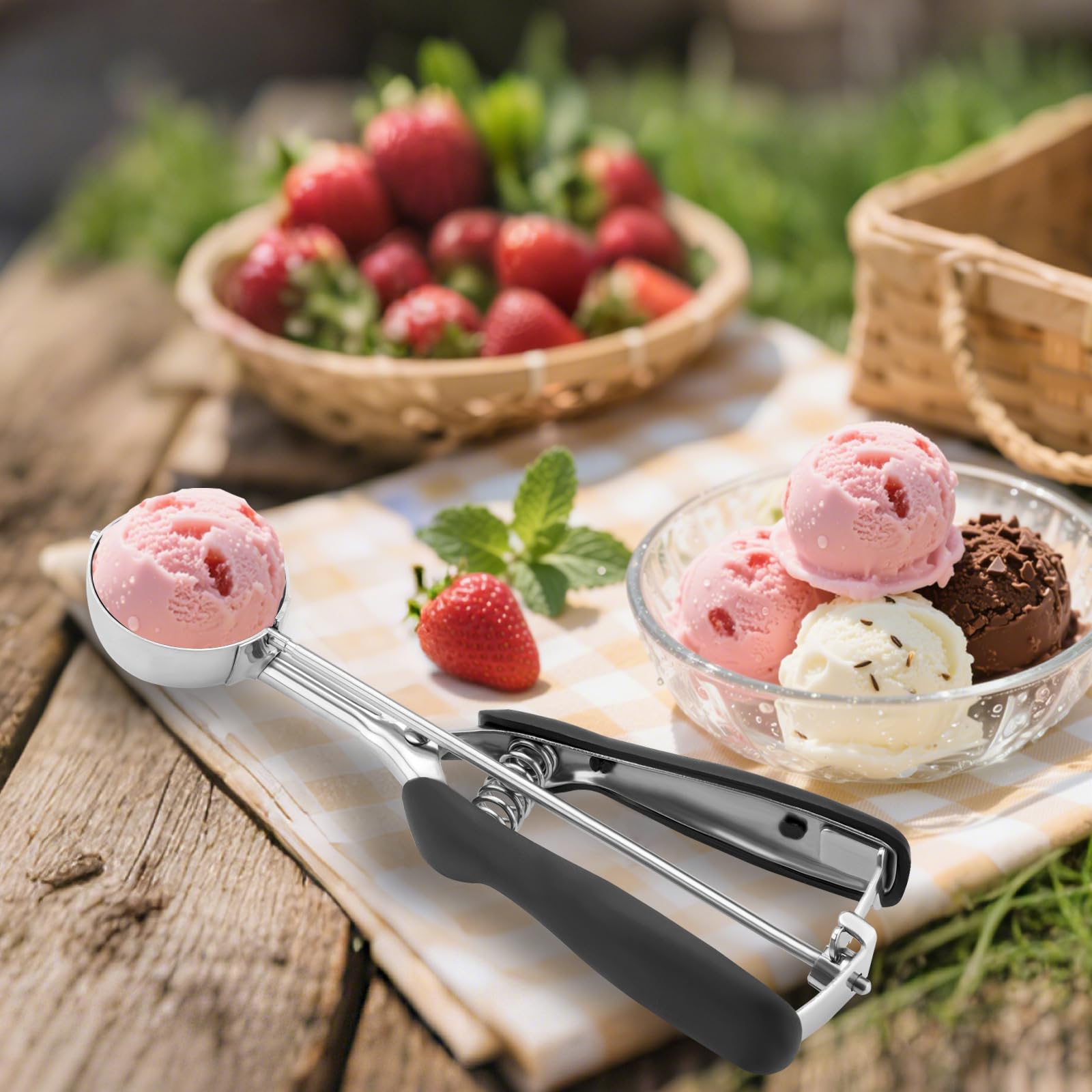 Grande paletta per biscotti, 3 cucchiai, misura #20, per impastare la cottura, paletta per gelato, porzione in acciaio inox per biscotti Jumbo, pancake, cupcake, polpette
