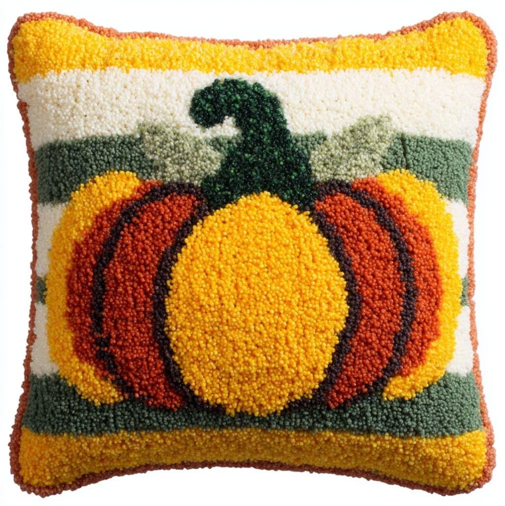 AxiangziK Latch Hook Pillow Kits 17x17in,Pumpkin Pattern
