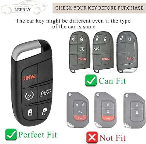 Miniatura 2 de LEERLY Funda para llavero para accesorios Jeep, funda para llave con llavero compatible con Grand Cherokee Wrangler Compass Cherokee Renegade