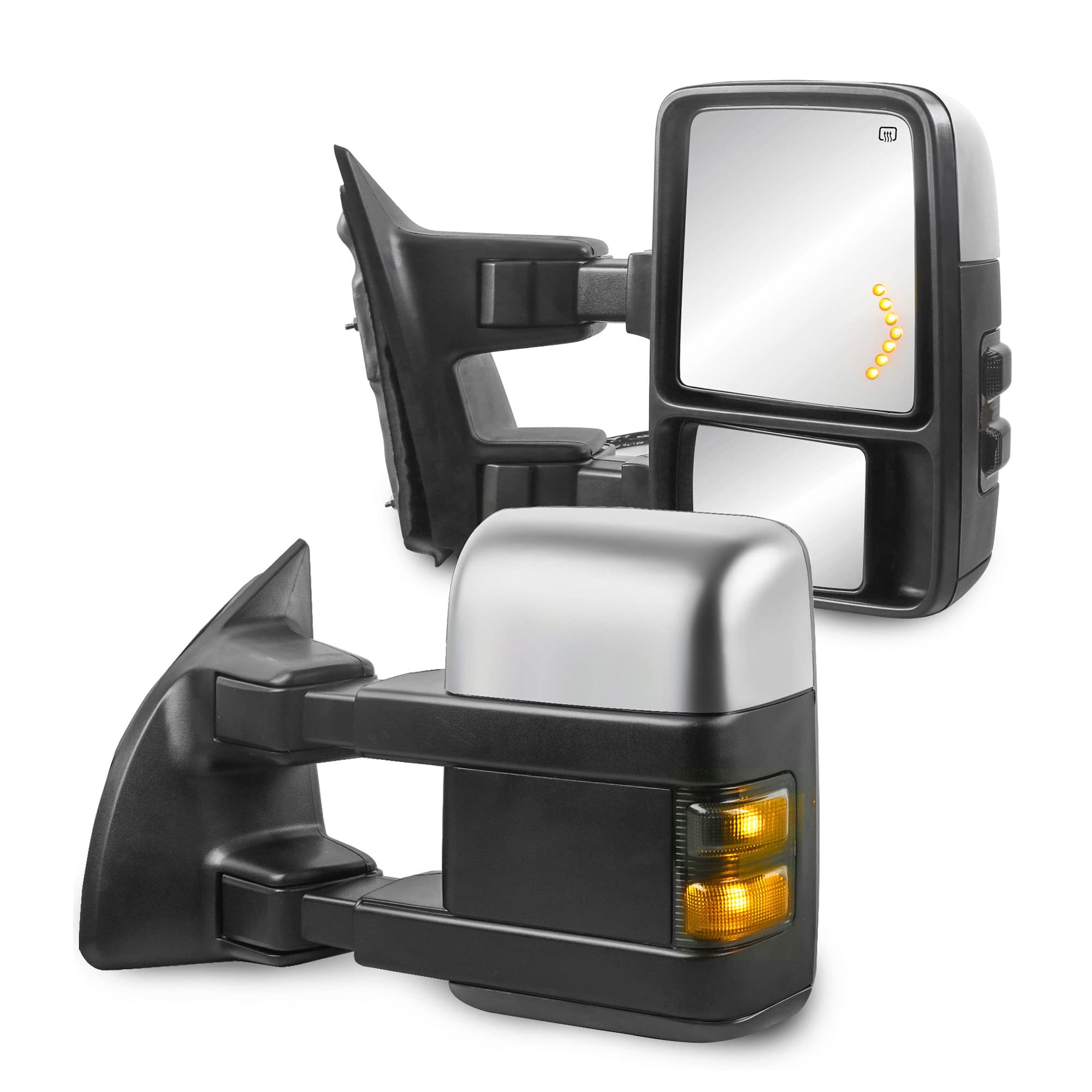 MOSTPLUS Power Heated Towing Mirror Compatible with 1999 2000 2001 2002 2003 2004 2005 2006 2007 Ford F250 F350 F450 F550 Super Duty w/Smoke Turn