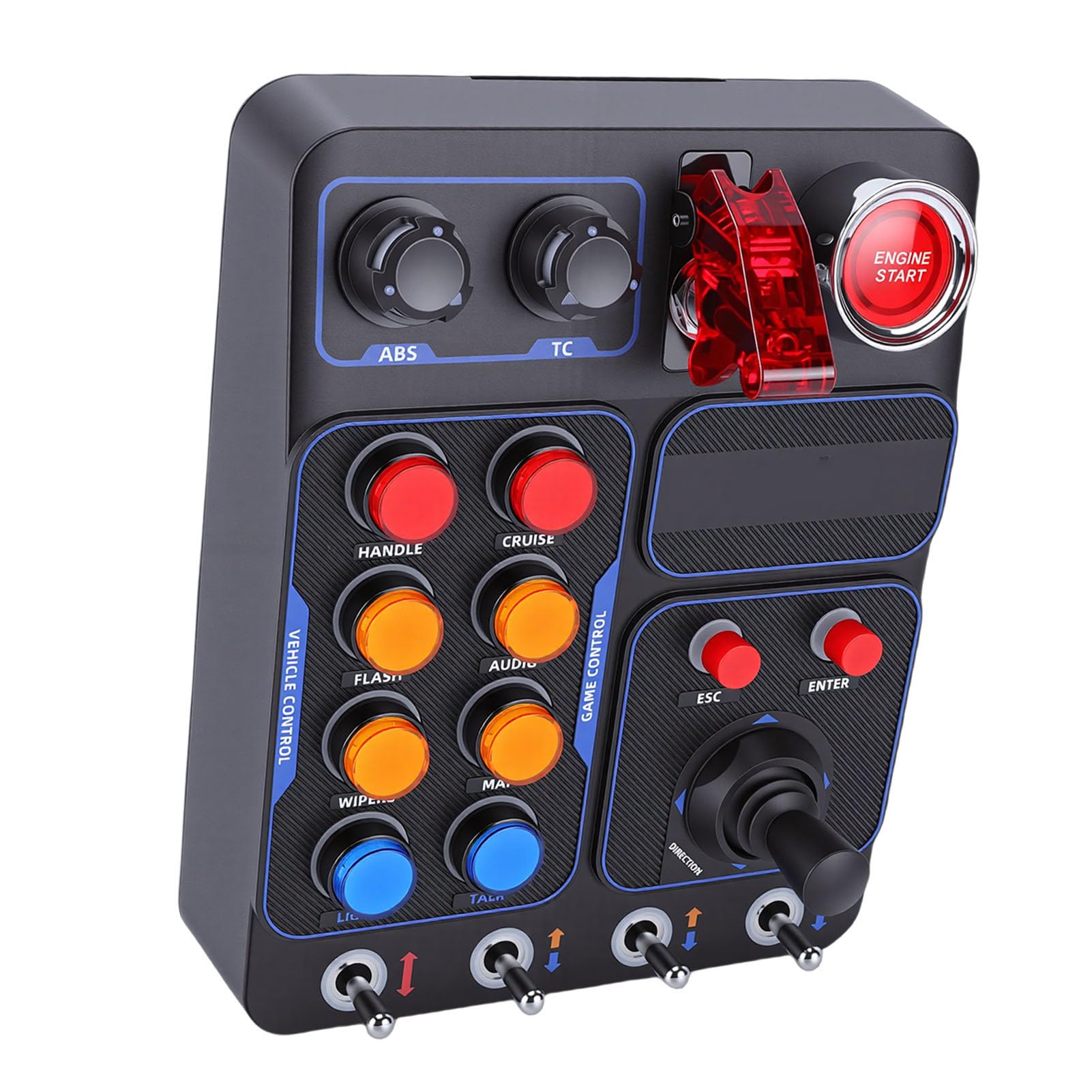 Dpofirs Simulatore di Gara Central Control Box Racing RGB Retroilluminato Controller di Gioco per PC per Assetto Corsa IRacing Project CARS Euro Truck Simulator 2 Cavo USB