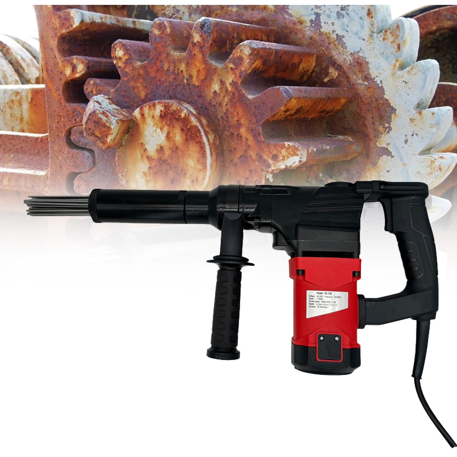 Desincrustador de Agujas Eléctrico, Máquina de Limpieza de Eliminación de Óxido, 1100W Potencia, 30 Minutos de Trabajo Continuo, para Eliminar Óxido, Escoria de Soldadura y Pintura 220v