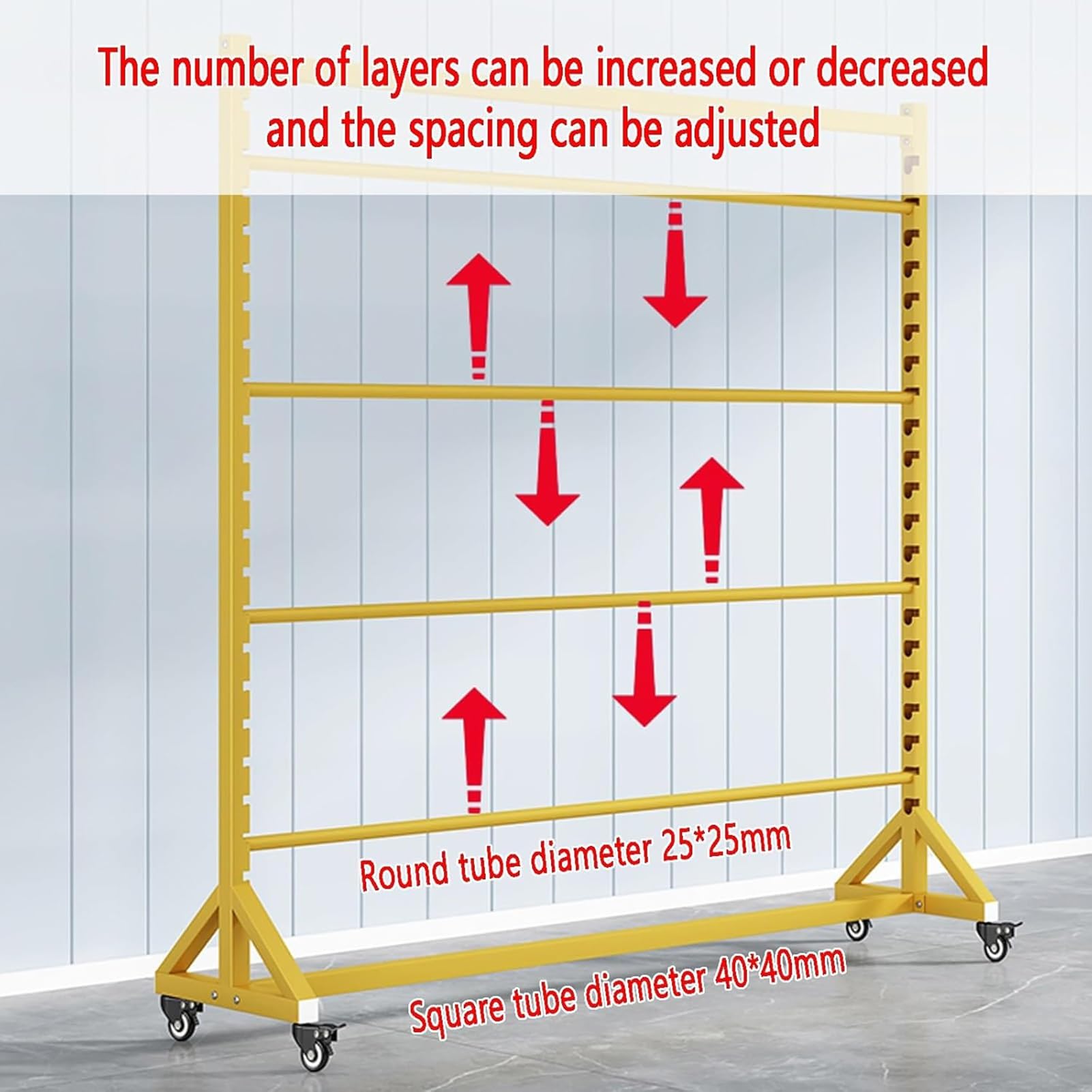 Heavy Duty Vinyl Wrap Storage Rack, regulowany mobilny organizer do rolek z tkaniny. 150x45x200cm stalowa półka z kółkami 360 obrotowych, łatwy montaż, konstrukcja oszczędzania miejsca