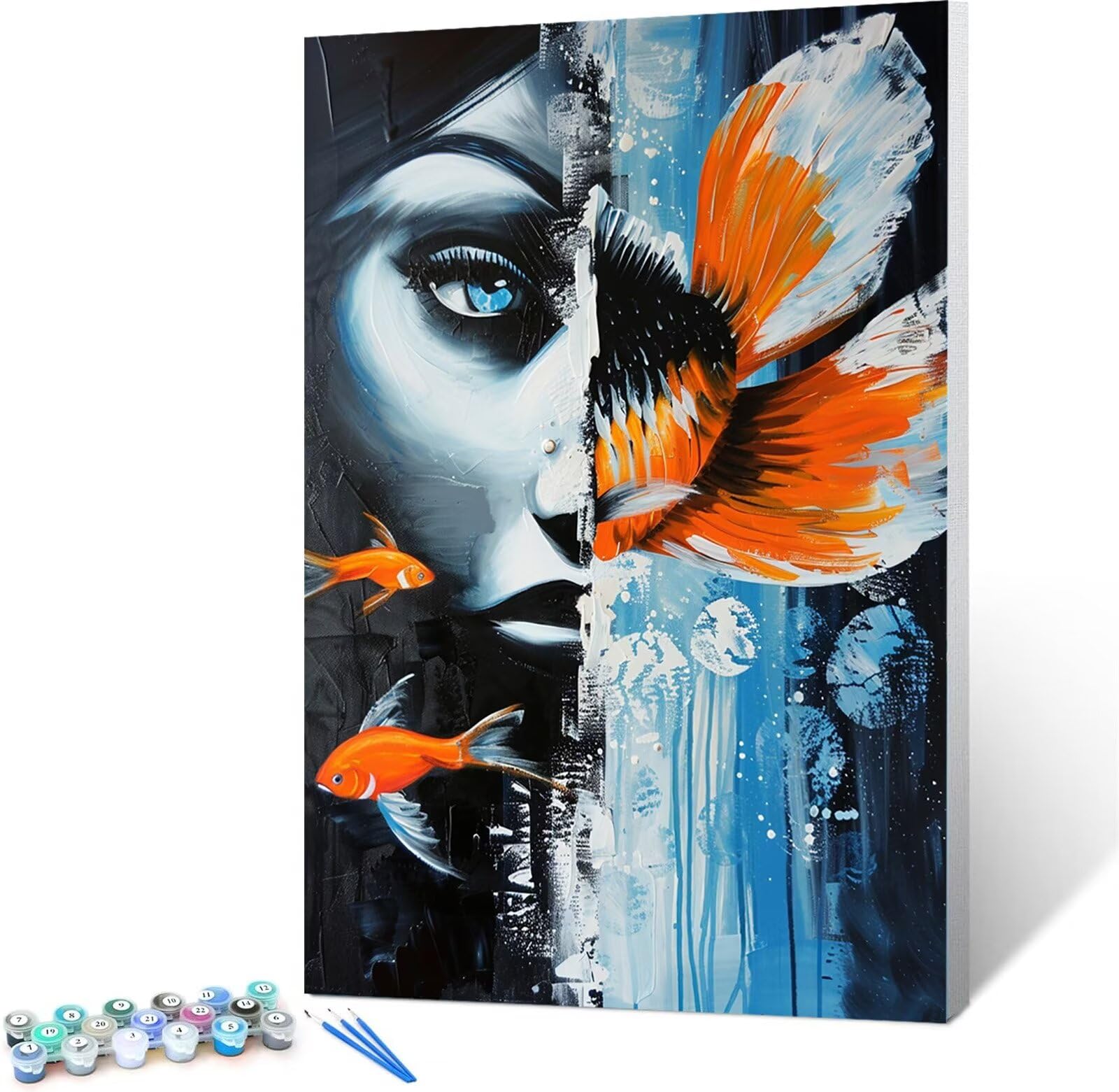 Peinture par Numero Adulte DIY Peinture à l'huile Numéros Toile Paint by Numbers Peindre par Nombre Kits, Poisson Dame 60x80cm (encadré)