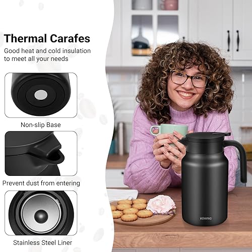 Miniatura 107 de Jarras térmicas de café de 51 onzas para mantener el calor/frío, jarra de café de acero inoxidable, jarra de agua aislada a prueba de polvo