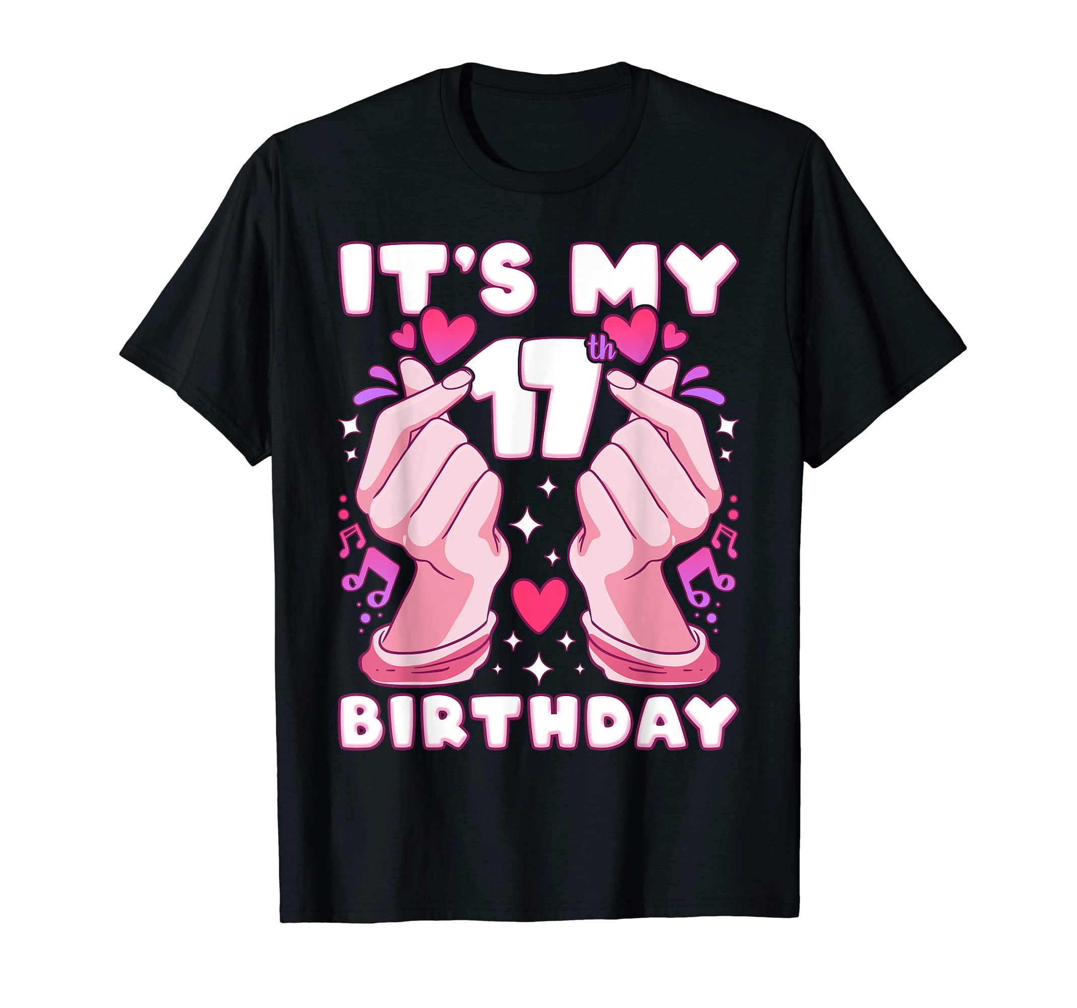 Birthday Girl by Content Design StudioBirthday 17 years old, K-pop, finger heart, Saranghae T-Shirt