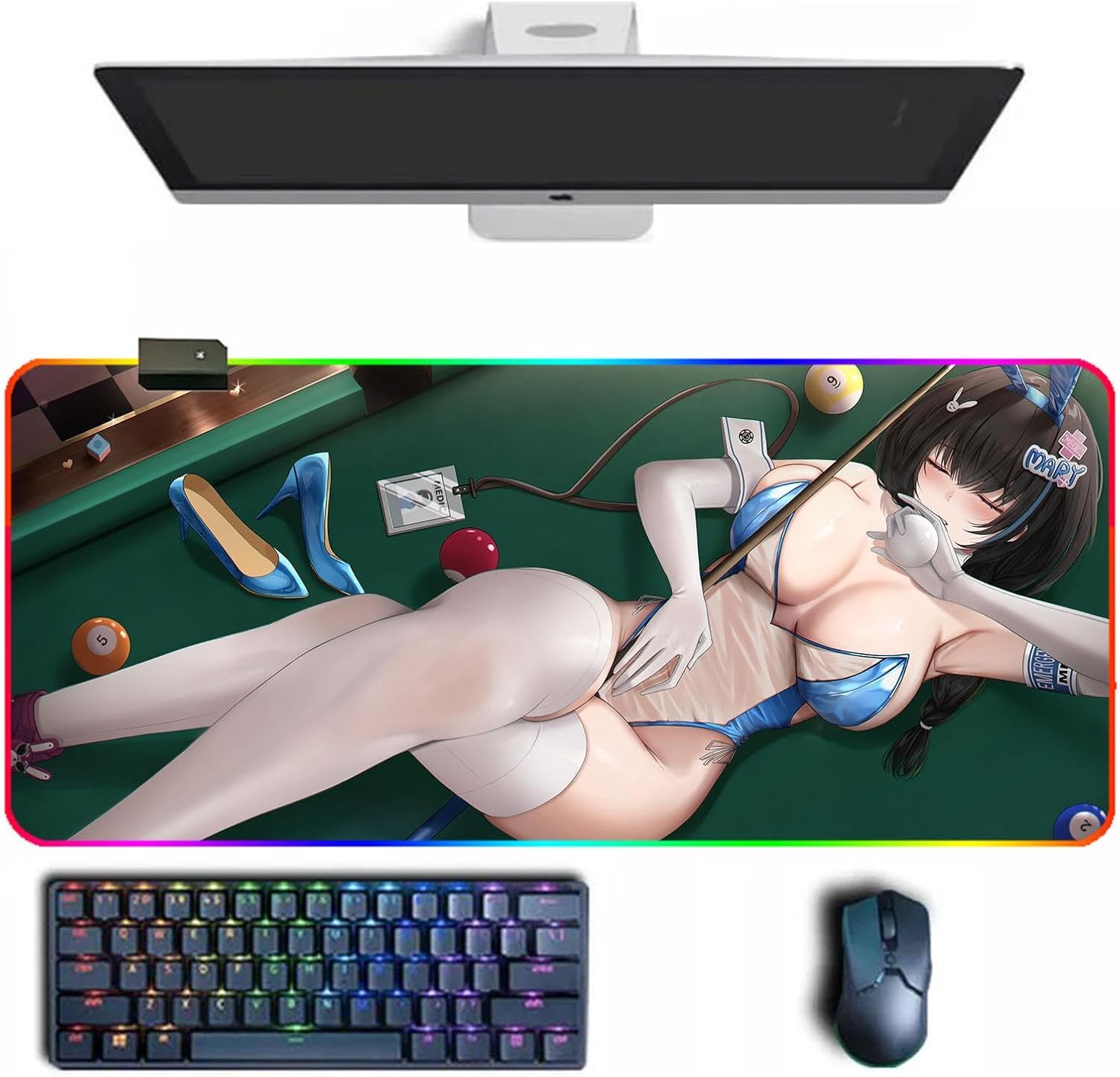 Anime Mouse pad NIKKE: Goddess of Victory Anime RGB Mouse Pad with Different Lighting Modes Large Rubber Mouse Pads