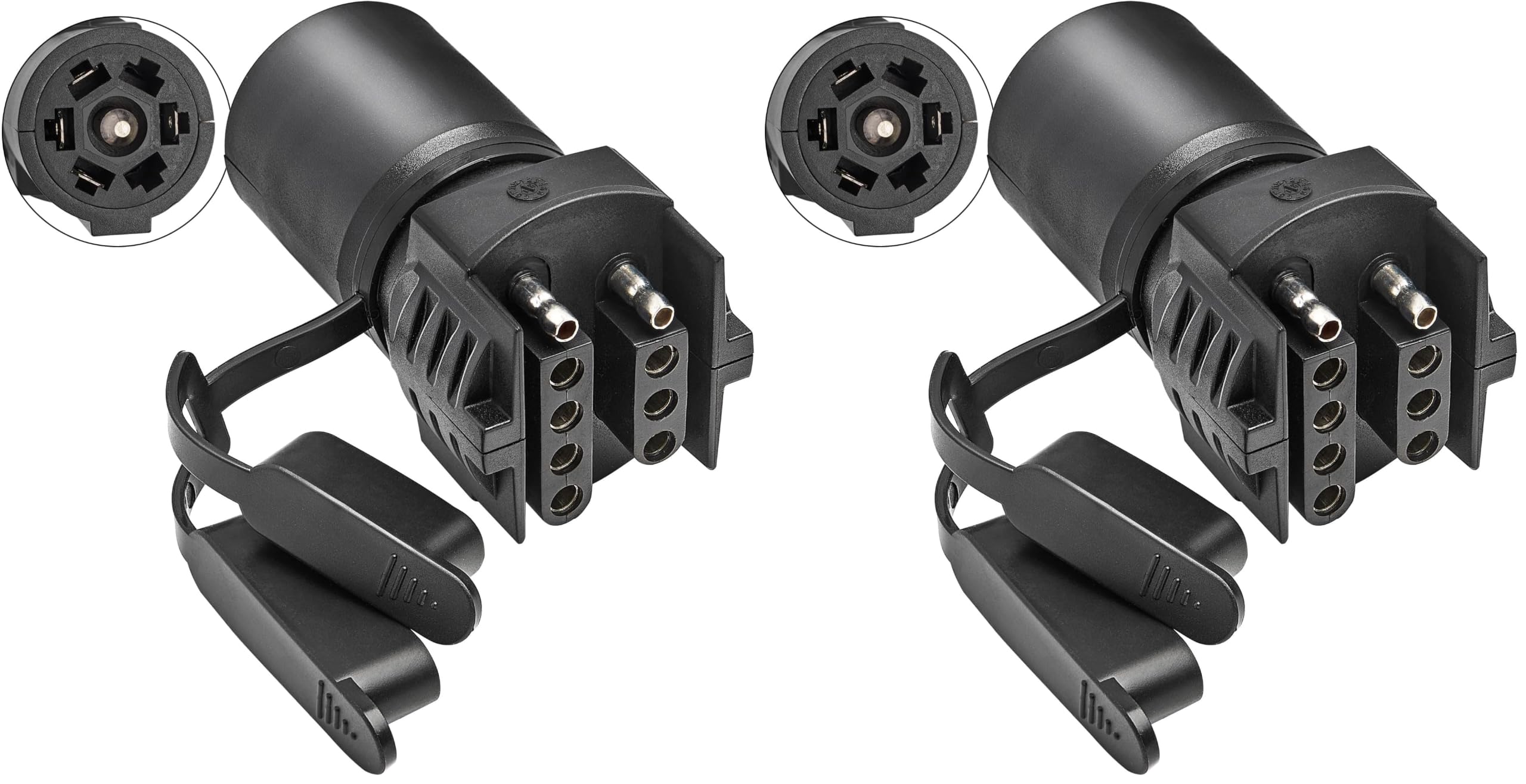 Oyviny 7 Pin Round to 4 and 5 Pin Flat Blade Trailer Adapter, 7 Way to 5 Way Trailer Plug Adapter 2-in-1 Design (Pack of 2)