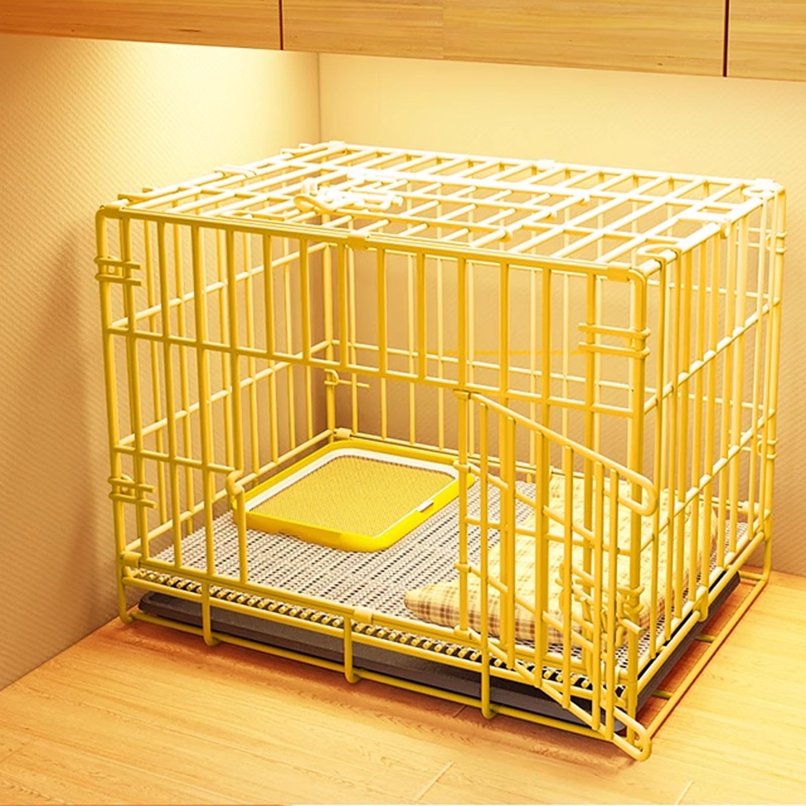Cage pour chien en métal pliable avec enclos extérieur et bac amovible hygiénique