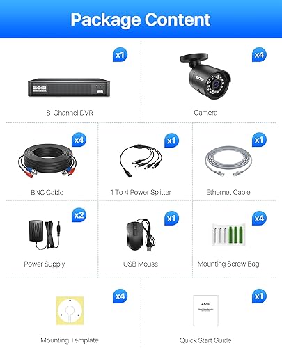 Miniatura 9 de ZOSI Sistema de cámara de seguridad con cable de vigilancia de 8 canales 5MP 3K Lite con detección de vehículos humanos AI, 8 canales H.265+ DVR y 4