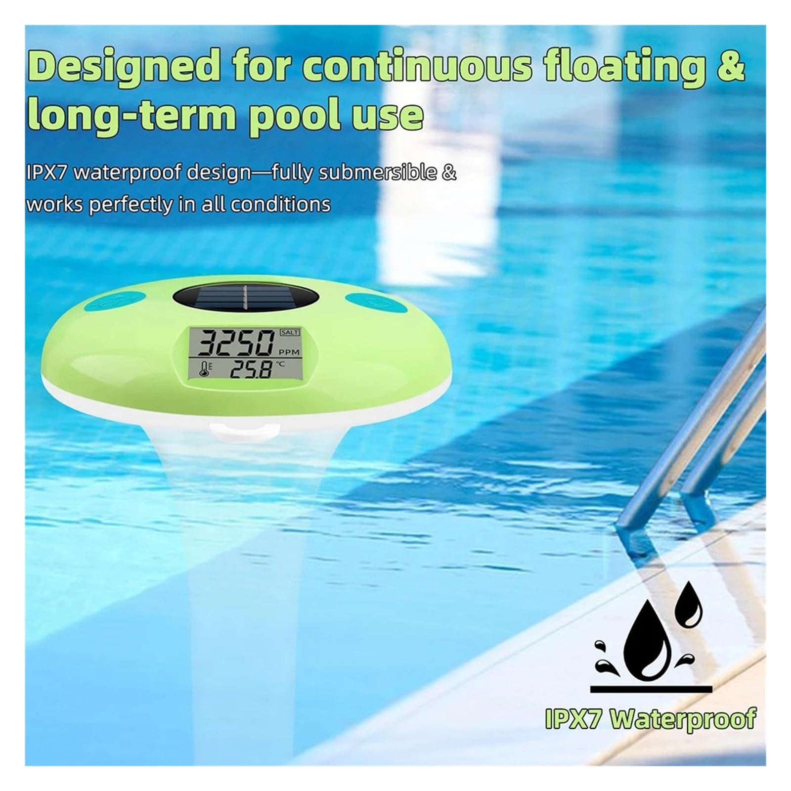 TermóMetro De Piscina For Bañeras, Medidor De Temperatura De Salinidad, Termómetro Digital De Agua, Monitoreo Acuático, Medición Precisa De La Temperatura FáCil De Usar