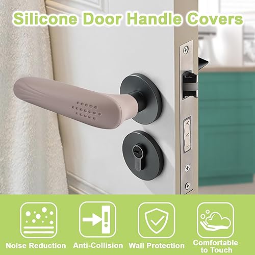 Miniatura 3 de Fundas para manijas de puerta, 2 unidades, mate, antiestático, protector de pomo de puerta de seguridad, cubiertas de silicona para manijas de