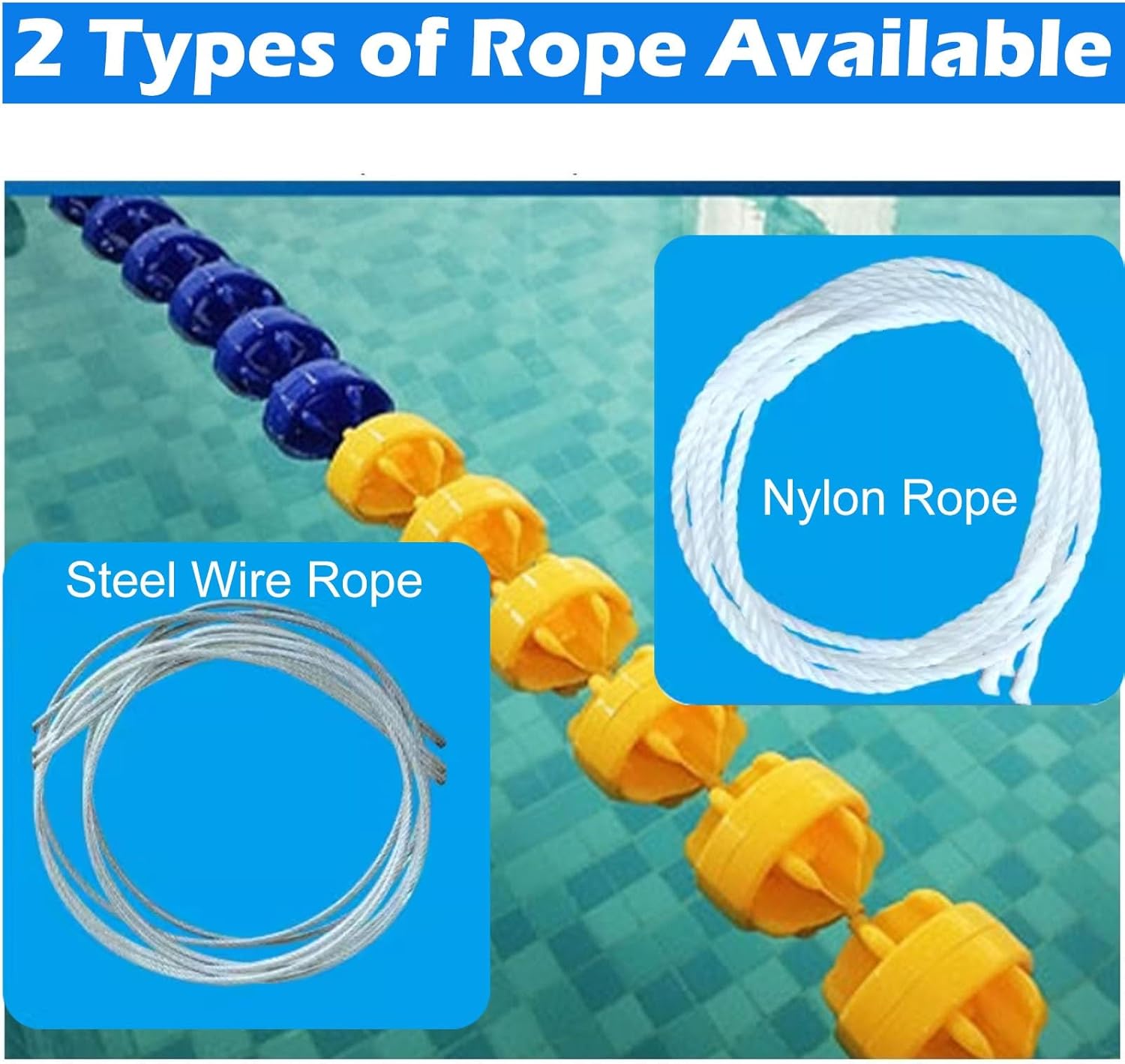Swimming Pool Safety Float Line Divider Rope, Durable Commercial & Home Pool Equipment