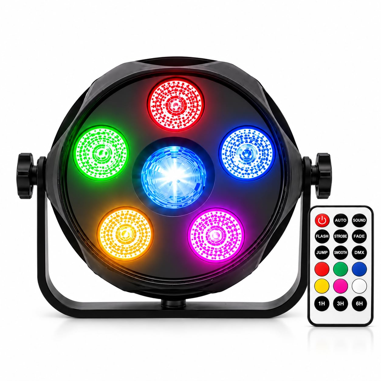 6 LED PAR Light Mini RGB DJ Stage Light Sound Activated Disco Party Light | Portable Party Light for DJ, Room Decoration & Small Events (6LED PAR)-picture-21