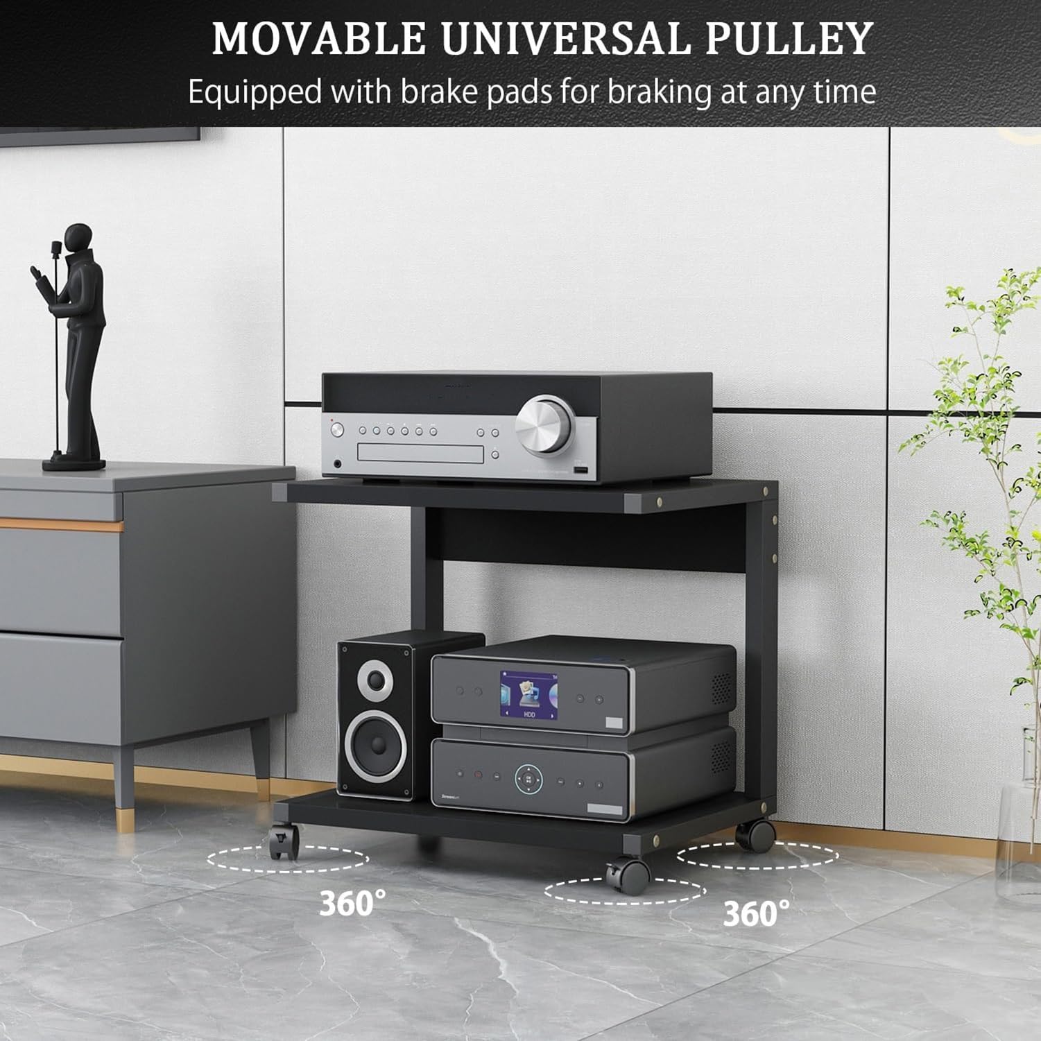 Stojak na sprzęt audio-wideo, Szafka na sprzęt audiowizualny wielokolorowa wys. 35-65 cm(Black,H50cm/19.7in)